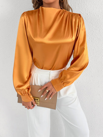 Blusa Mujer Elegante Cuello Alto Manga Larga