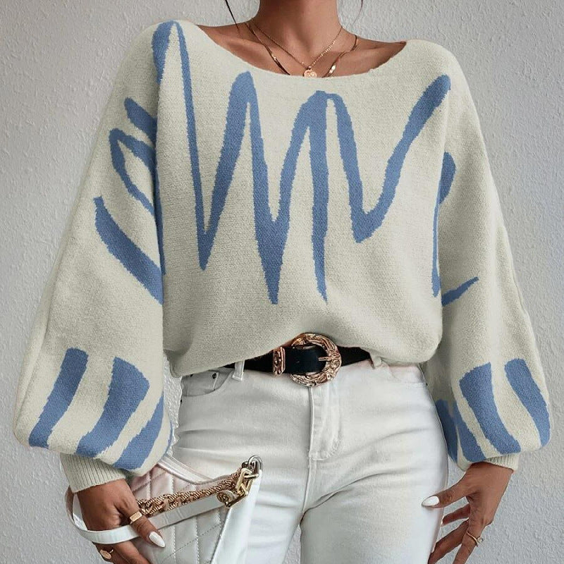 Sudadera Grande de Punto con Estampado y Manga Ancha - Vestiria