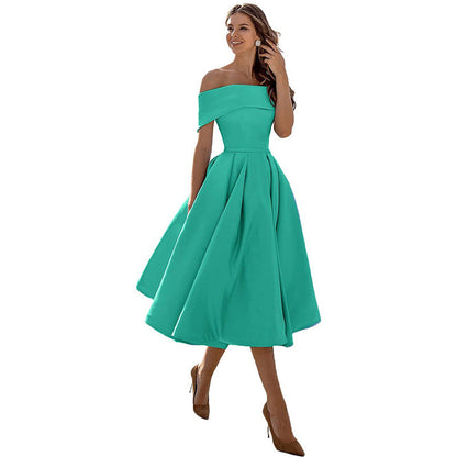 Vestido de Fiesta Satén Sin Tirantes Elegante