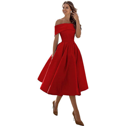 Vestido de Fiesta Satén Sin Tirantes Elegante