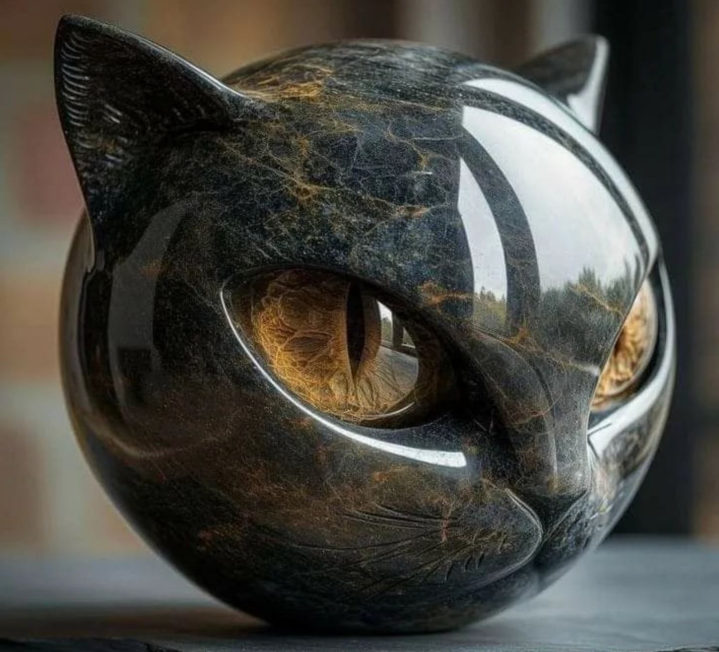 Estatua Gato Mármol Decorativa