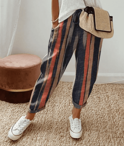 Pantalón de lino cómodo estampado verano