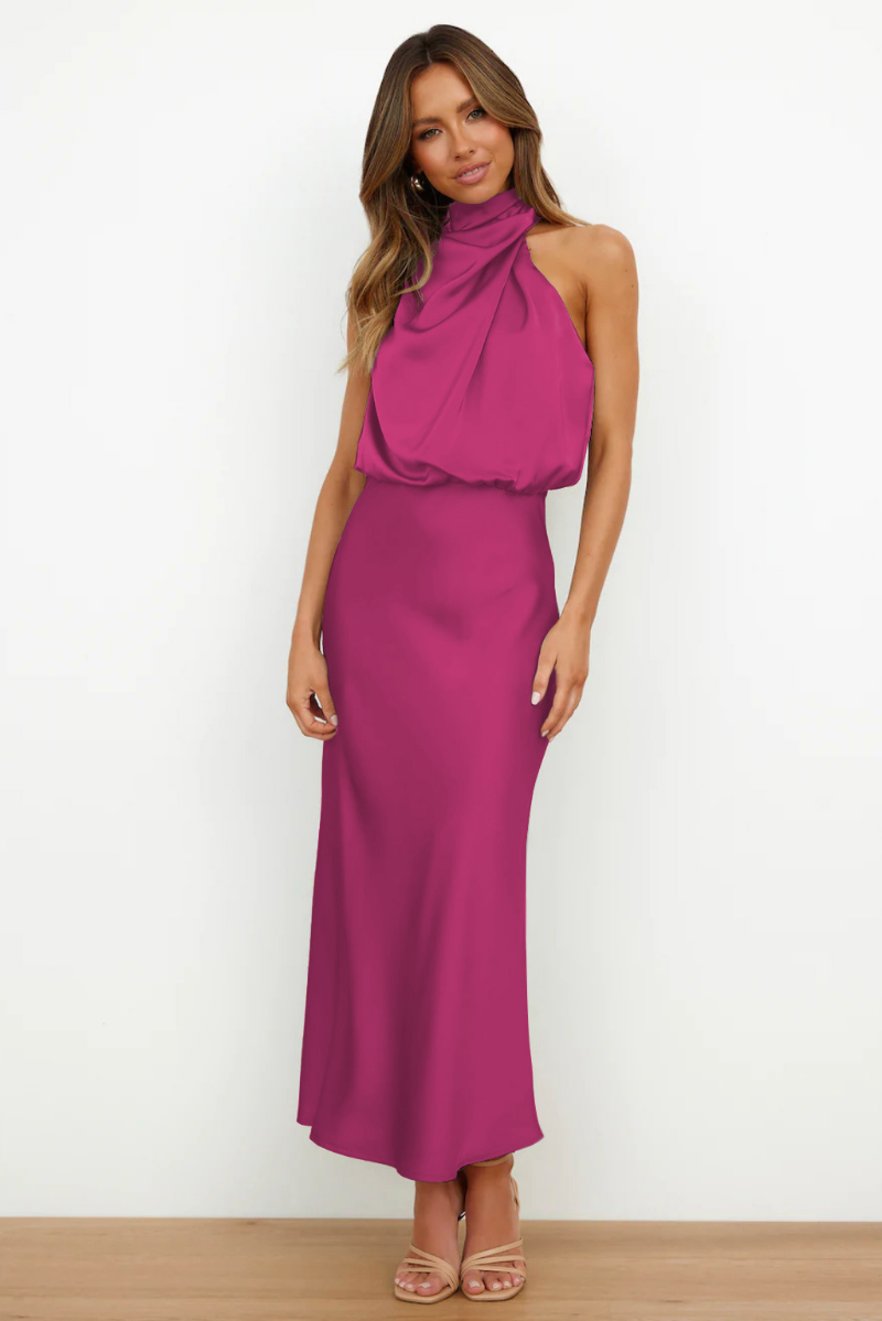Vestido Mujer Midi Elegante Asimétrico