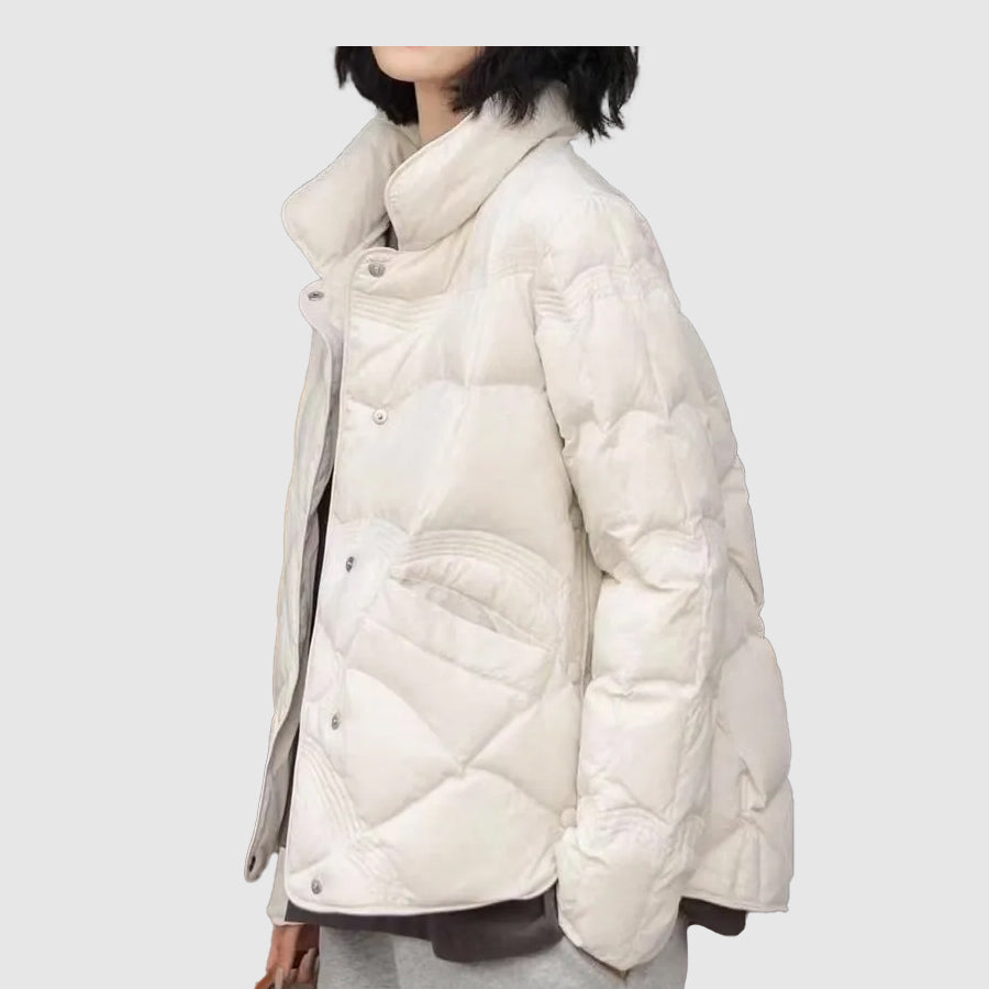 Chaqueta invernal abrigada con cierre para mujer