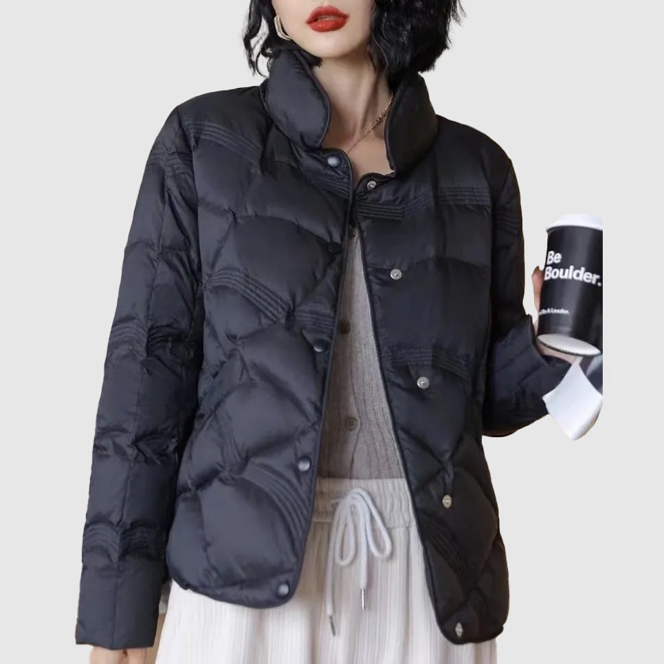 Chaqueta invernal abrigada con cierre para mujer