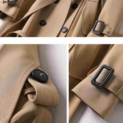 Abrigo Trench Clásico Mujer Doble Botón - Vestiria