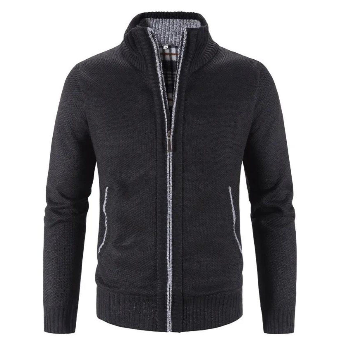 Chaqueta de punto cuello alto abrigada