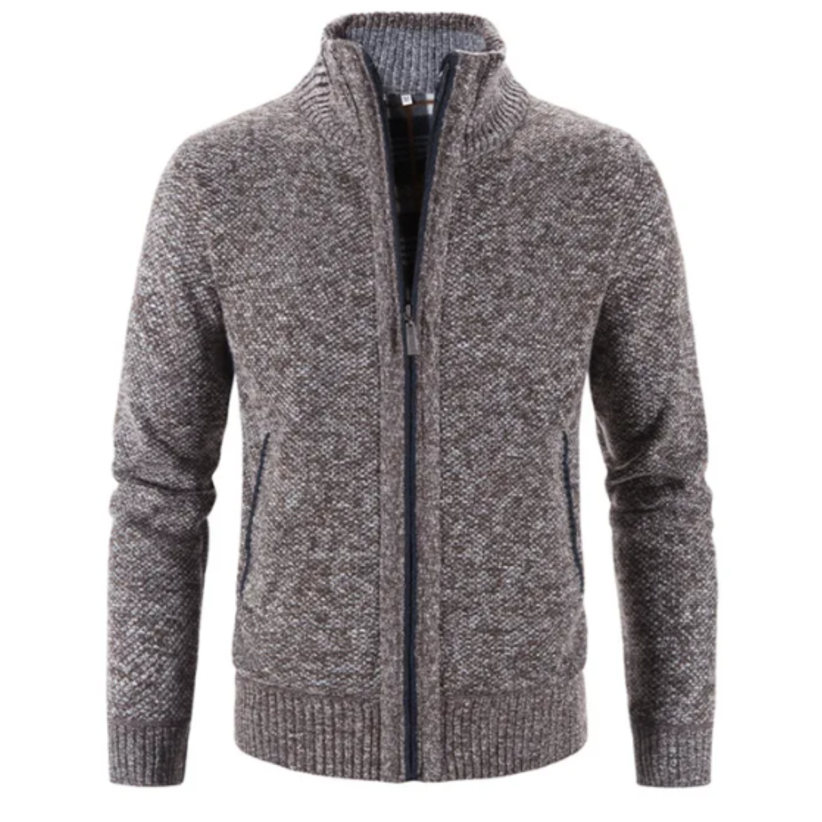 Chaqueta de punto cuello alto abrigada