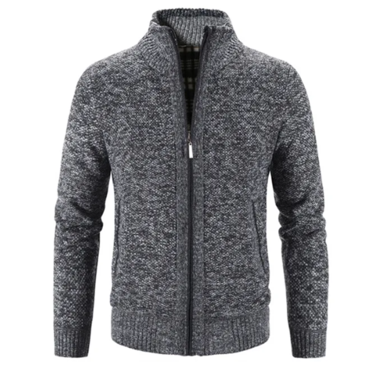 Chaqueta de punto cuello alto abrigada