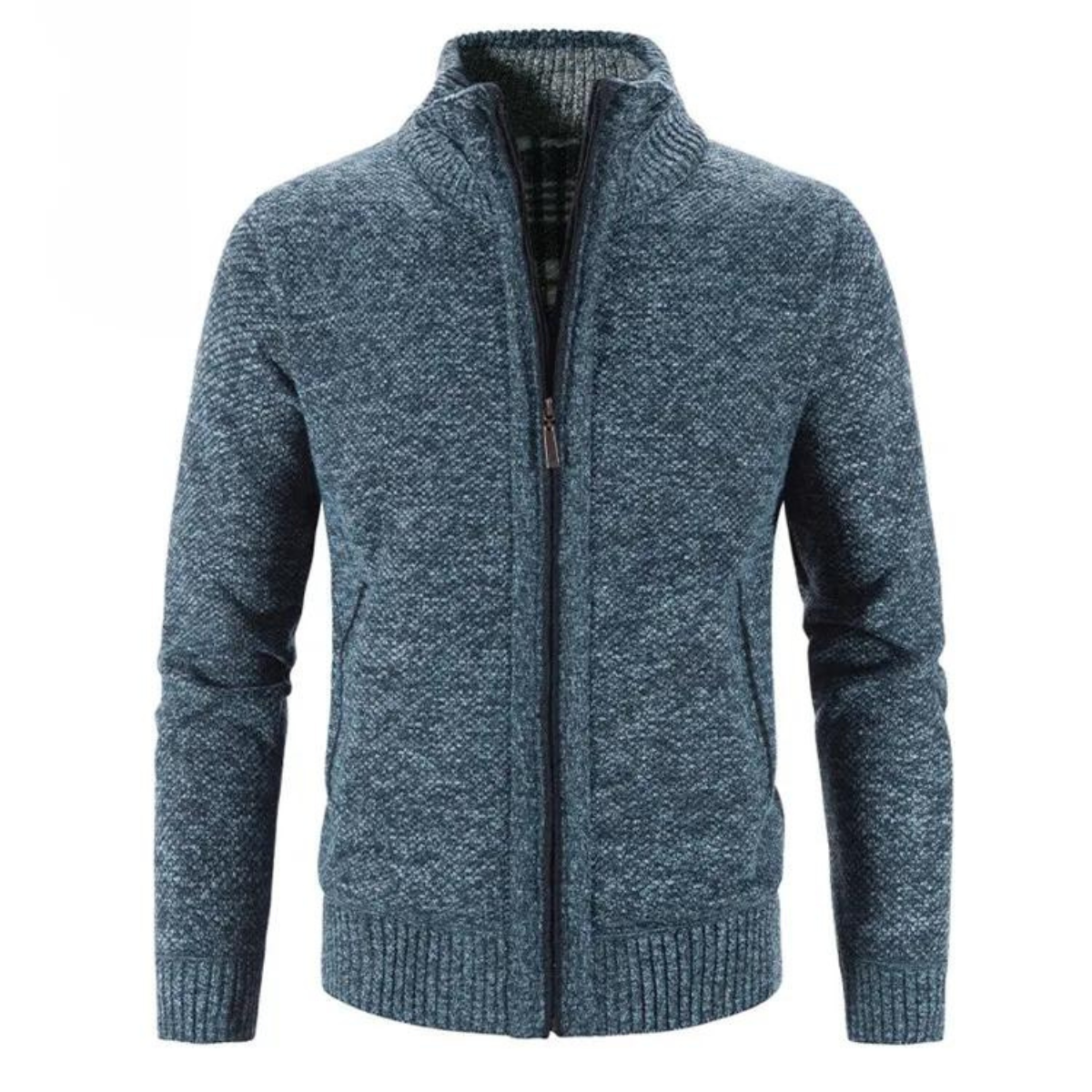 Chaqueta de punto cuello alto abrigada