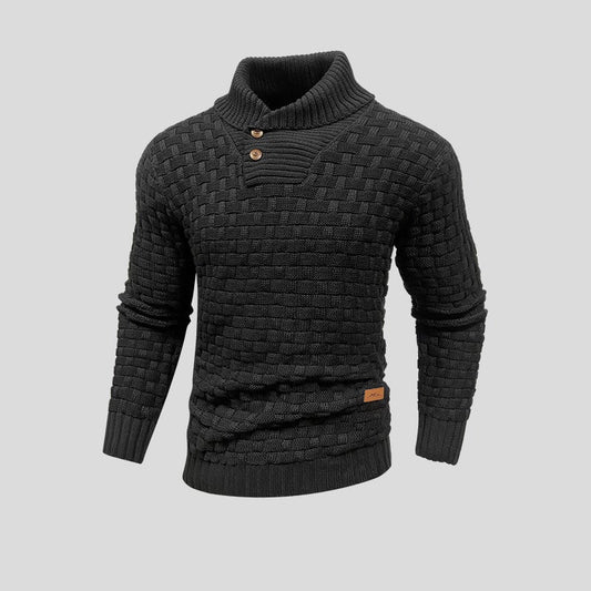 Jersey de punto grueso cuello botones hombre - Vestiria