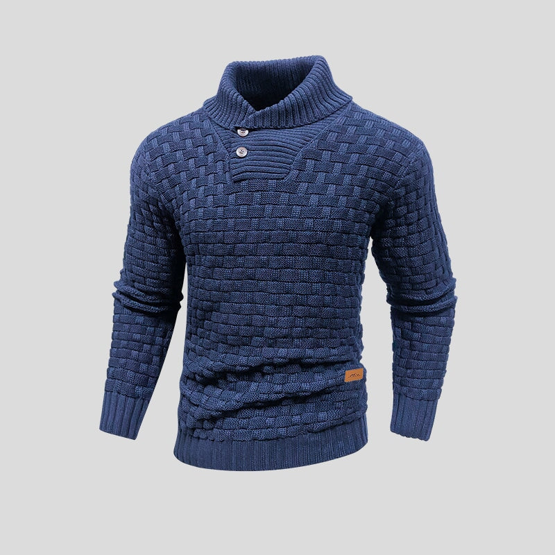 Jersey de punto grueso cuello botones hombre