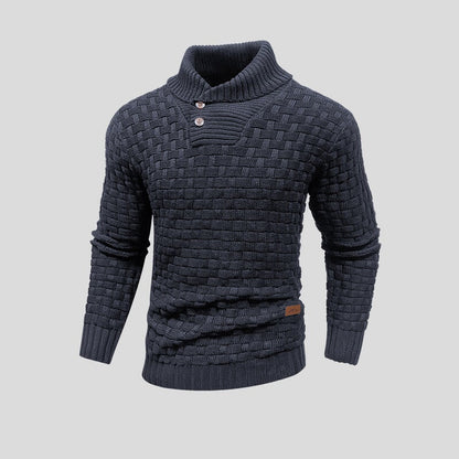 Jersey de punto grueso cuello botones hombre