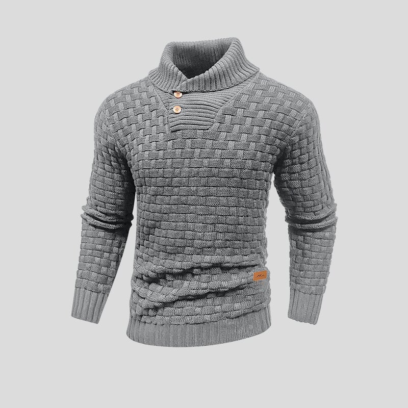 Jersey de punto grueso cuello botones hombre