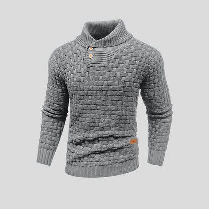 Jersey de punto grueso cuello botones hombre