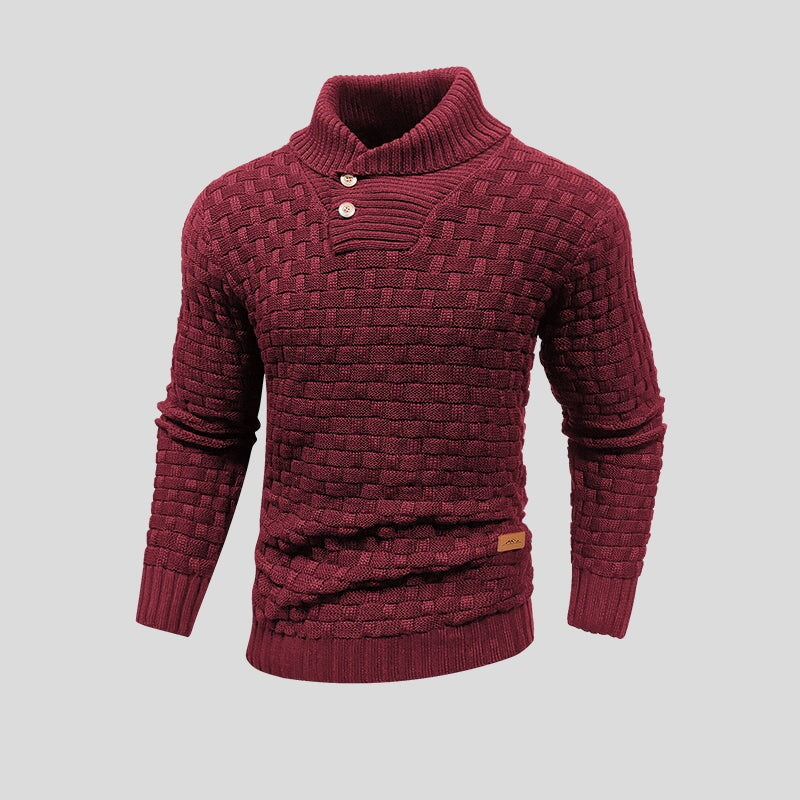 Jersey de punto grueso cuello botones hombre