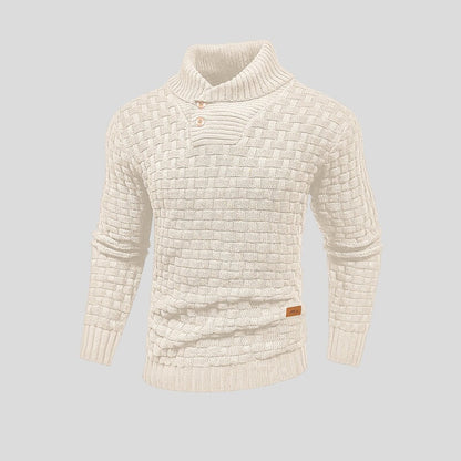 Jersey de punto grueso cuello botones hombre