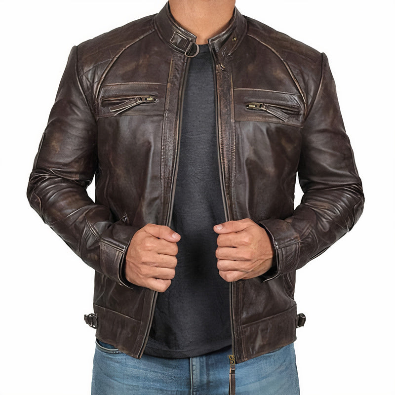 Chaqueta Motera Impermeable con Bolsillos Cerrados - Vestiria