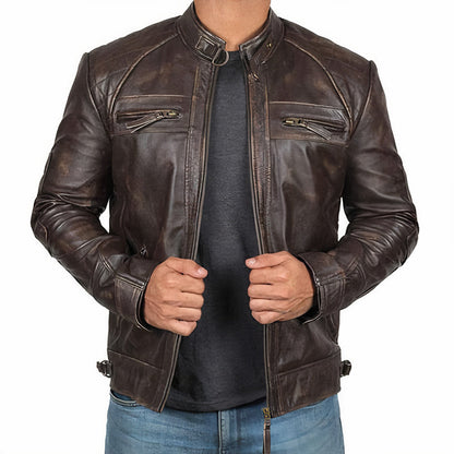 Chaqueta Motera Impermeable con Bolsillos Cerrados - Vestiria