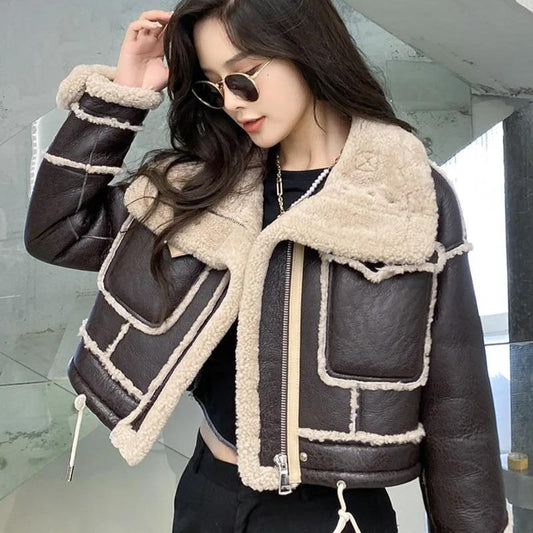 Chaqueta Cuero Mujer Invierno Abrigo Caliente - Vestiria