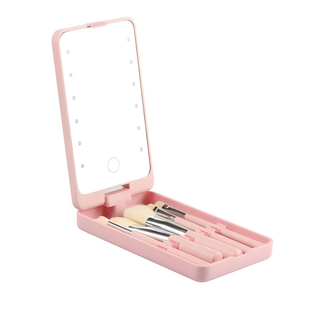 Kit de brochas de maquillaje de viaje con funda de lujo