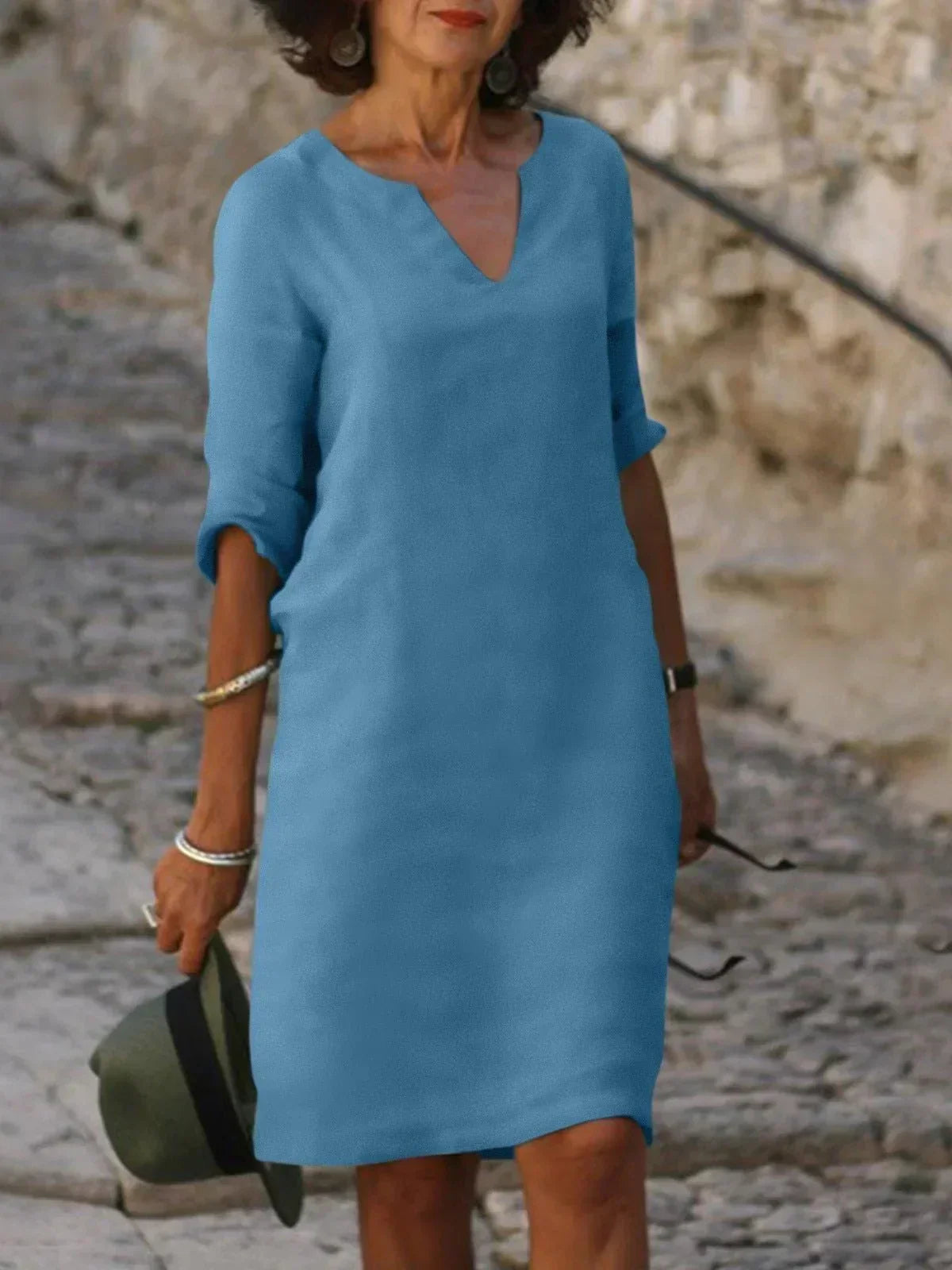 Vestido Largo Formal Escote V Cinturado