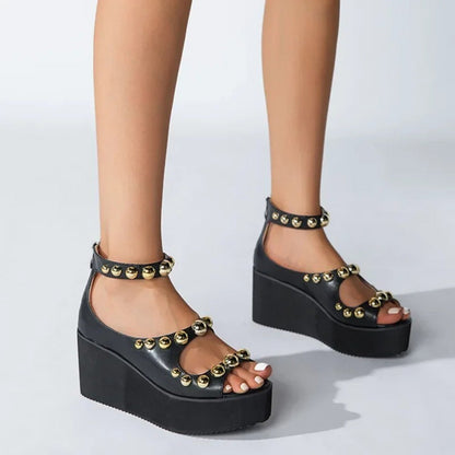 Sandalias de Verano Doradas Plisadas - Vestiria