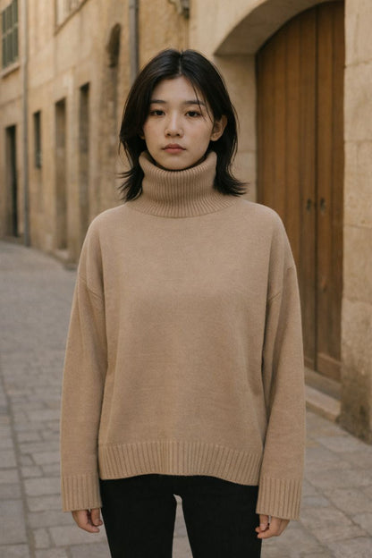 Jersey Mujer Amplio Cuello Redondo Abrigado