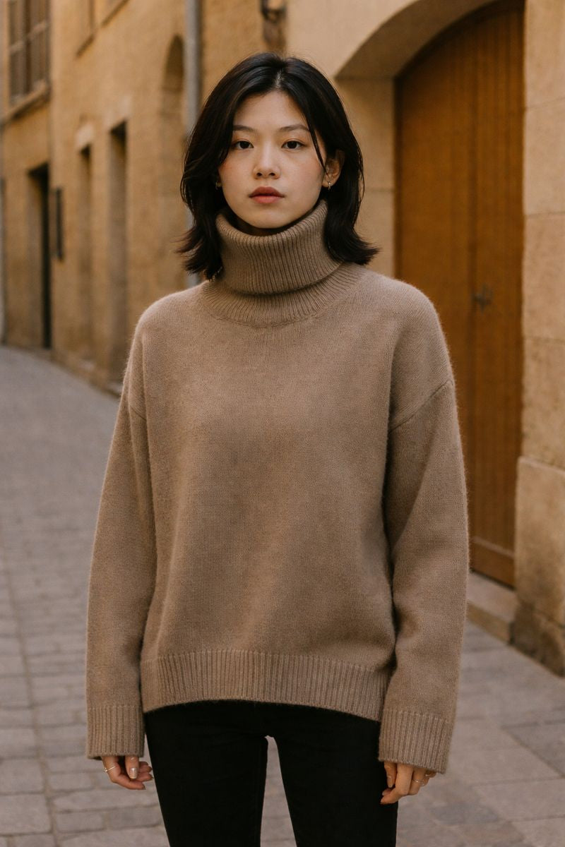 Jersey Mujer Amplio Cuello Redondo Abrigado - Clara Moda
