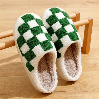 Pantuflas Mujer Polar Cuadros Calentitas