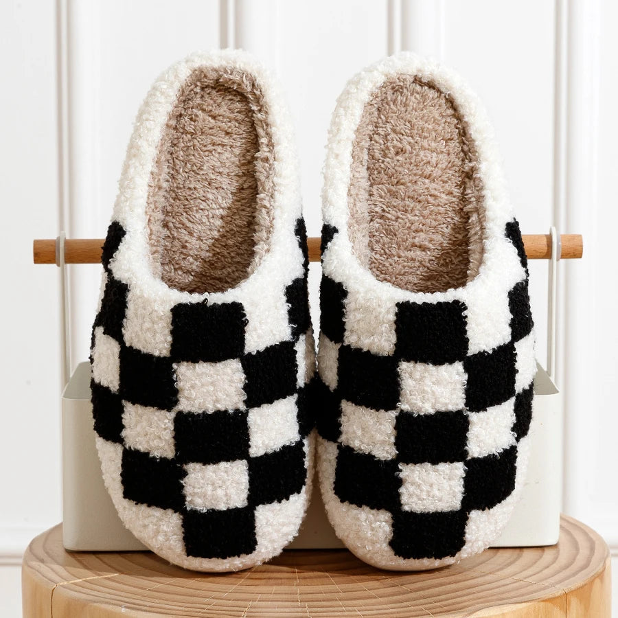 Pantuflas Mujer Polar Cuadros Calentitas - Vestiria