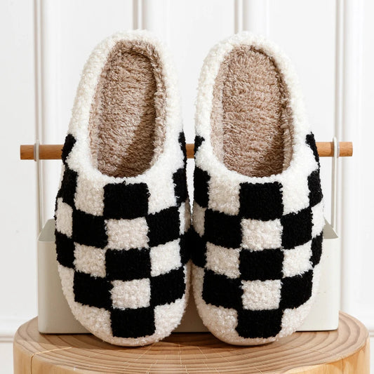 Pantuflas Mujer Polar Cuadros Calentitas - Vestiria