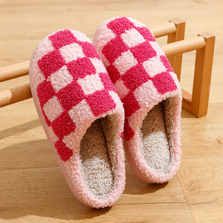 Pantuflas Mujer Polar Cuadros Calentitas