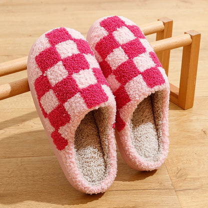 Pantuflas Mujer Polar Cuadros Calentitas