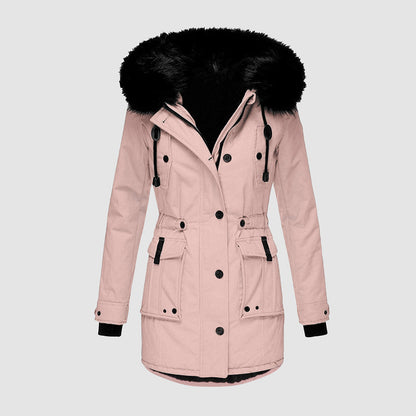 Abrigo Invierno Mujer Cuello Piel Imitación