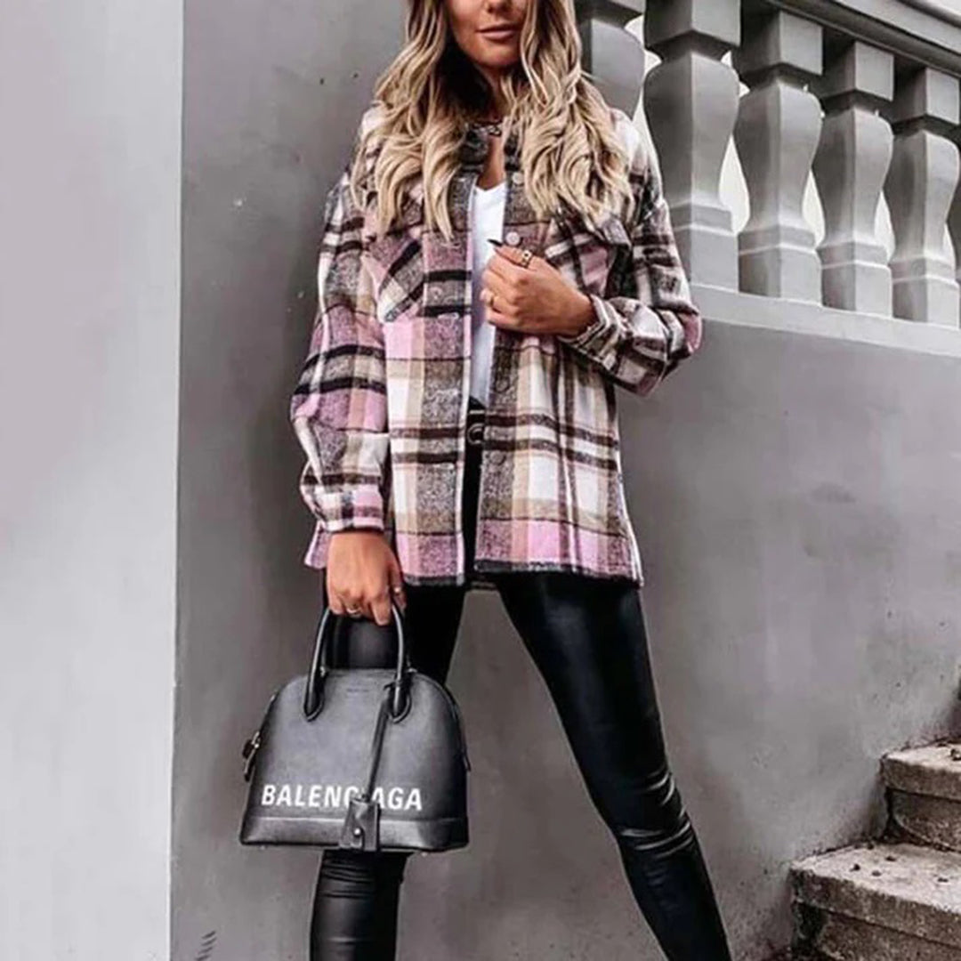 Chaqueta Cuadros Abrigo Mujer Invierno