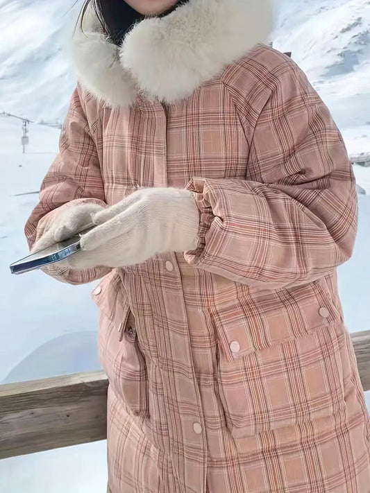 Abrigo Invierno Cuadros Mujer Estilo Escocés - Vestiria