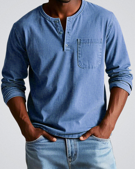 Camiseta Hombre Manga Larga Bolsillo Pecho - Vestiria