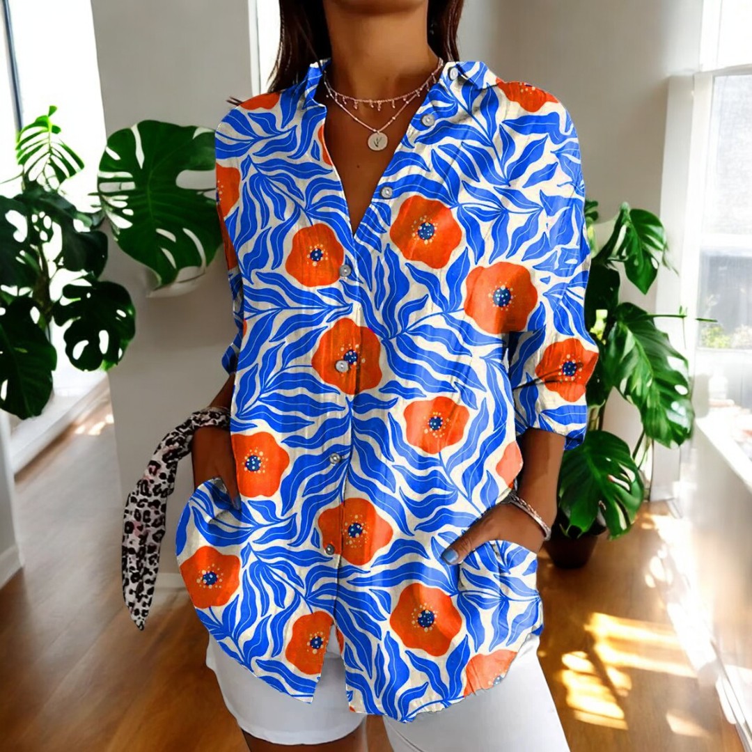 Blusa ligera con botones y corte cómodo mujer