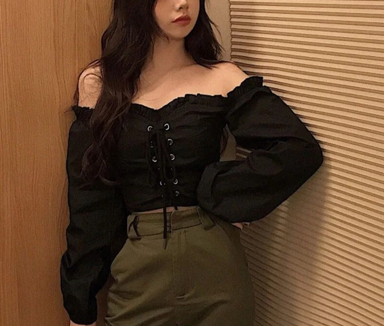 Blusa Mujer Romántica con Mangas Voladas