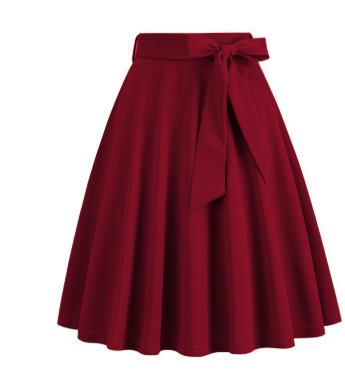 Falda Mujer Midi Elegante con Lazo