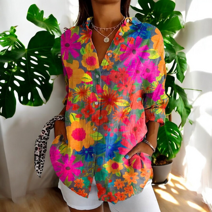 Blusa ligera con botones y corte cómodo mujer