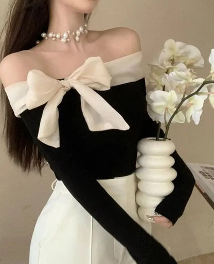Blusa de verano con lazo y mangas largas