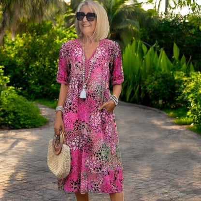 Vestido Mujer Corto Escote V Estilo Boho