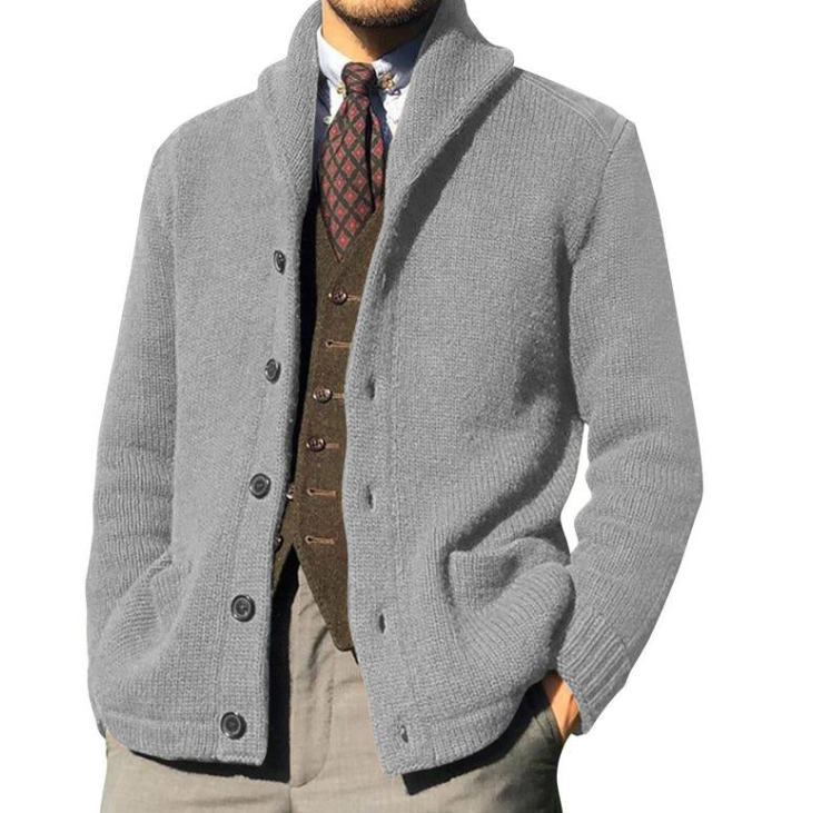 Chaqueta de punto cálido para hombre con cierre
