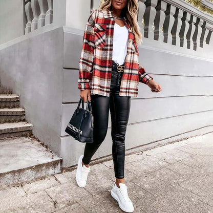 Chaqueta Cuadros Abrigo Mujer Invierno
