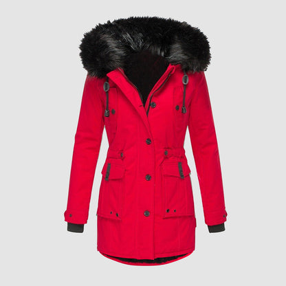 Abrigo Invierno Mujer Cuello Piel Imitación