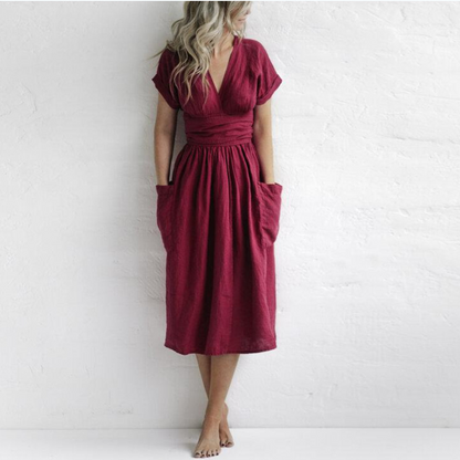 Vestido Casual Cuello en V Mujer - Vestiria