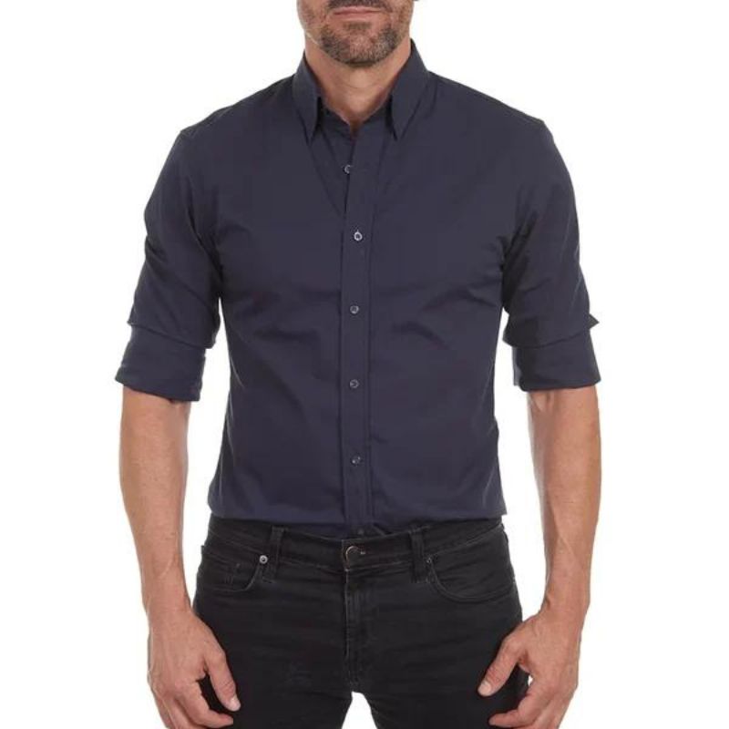 Camisa Hombre Slim Sin Cuello Moderna