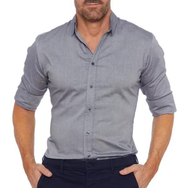 Camisa Hombre Slim Sin Cuello Moderna